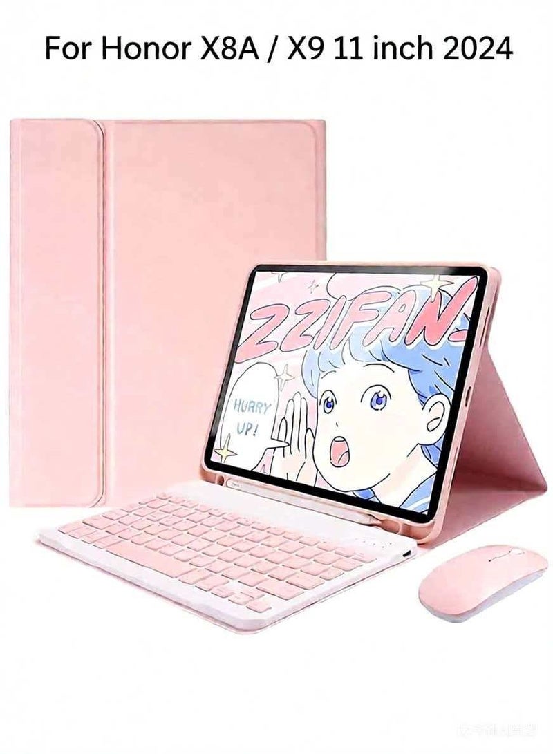 Bilingual Keyboard Case For Honor X8A /X9 11 inch 2024 Detachable Wireless Keyboard Pen Holder Ultra-Thin Leather Smart Case With Mouse - Image 1